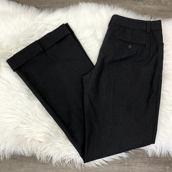Express Editor Womens 6 Dark Gray Wide Leg Cuffed Hem Dress Pants Trousers Caree - Picture 1 of 9